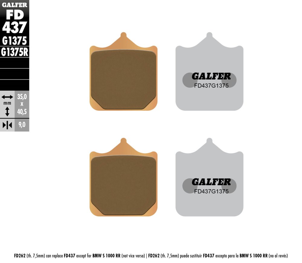 רפידות בלם GALFER סינטר ספורט FD437G1375 לאופנוע